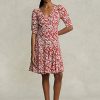 Vestido floral de crepé Godet con mangas de cordero de Ralph Lauren para mujer Vestido floral de crepé Godet con mangas de cordero de Ralph Lauren para mujer