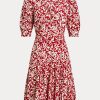 Vestido floral de crepé Godet con mangas de cordero de Ralph Lauren para mujer Vestido floral de crepé Godet con mangas de cordero de Ralph Lauren para mujer