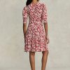 Vestido floral de crepé Godet con mangas de cordero de Ralph Lauren para mujer Vestido floral de crepé Godet con mangas de cordero de Ralph Lauren para mujer