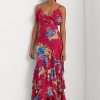 Vestido largo escalonado de georgette floral multicolor de Ralph Lauren para mujer Vestido largo escalonado de georgette floral multicolor de Ralph Lauren para mujer