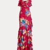 Vestido largo escalonado de georgette floral multicolor de Ralph Lauren para mujer Vestido largo escalonado de georgette floral multicolor de Ralph Lauren para mujer