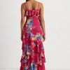 Vestido largo escalonado de georgette floral multicolor de Ralph Lauren para mujer Vestido largo escalonado de georgette floral multicolor de Ralph Lauren para mujer