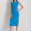 Vestido midi sin mangas de mezcla de algodón azul Ralph Lauren para mujer Vestido midi sin mangas de mezcla de algodón azul Ralph Lauren para mujer