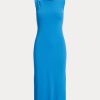 Vestido midi sin mangas de mezcla de algodón azul Ralph Lauren para mujer Vestido midi sin mangas de mezcla de algodón azul Ralph Lauren para mujer