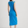 Vestido midi sin mangas de mezcla de algodón azul Ralph Lauren para mujer Vestido midi sin mangas de mezcla de algodón azul Ralph Lauren para mujer