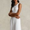 Vestido plisado blanco para mujer de la colección Spelman de Ralph Lauren Vestido plisado blanco para mujer de la colección Spelman de Ralph Lauren
