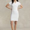 Vestido Ralph Lauren ajustado de algodón con cable para mujer, color blanco Vestido Ralph Lauren ajustado de algodón con cable para mujer, color blanco
