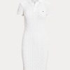 Vestido Ralph Lauren ajustado de algodón con cable para mujer, color blanco Vestido Ralph Lauren ajustado de algodón con cable para mujer, color blanco