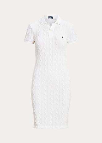 Vestido Ralph Lauren ajustado de algodón con cable para mujer, color blanco