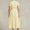 Vestido Ralph Lauren amarillo con cinturón y capas para mujer Vestido Ralph Lauren amarillo con cinturón y capas para mujer