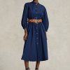 Vestido Ralph Lauren de algodón azul marino para mujer Vestido Ralph Lauren de algodón azul marino para mujer