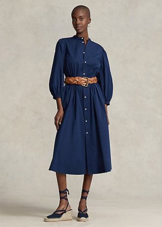 Vestido Ralph Lauren de algodón azul marino para mujer Vestido Ralph Lauren de algodón azul marino para mujer