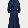Vestido Ralph Lauren de algodón azul marino para mujer Vestido Ralph Lauren de algodón azul marino para mujer