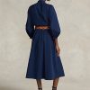 Vestido Ralph Lauren de algodón azul marino para mujer Vestido Ralph Lauren de algodón azul marino para mujer