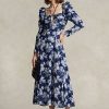 Vestido Ralph Lauren de algodón con estampado floral azul para mujer Vestido Ralph Lauren de algodón con estampado floral azul para mujer