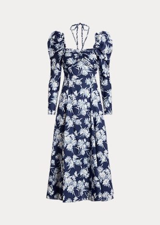 Vestido Ralph Lauren de algodón con estampado floral azul para mujer Vestido Ralph Lauren de algodón con estampado floral azul para mujer