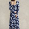 Vestido Ralph Lauren de algodón con estampado floral azul para mujer Vestido Ralph Lauren de algodón con estampado floral azul para mujer