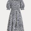 Vestido Ralph Lauren de algodón con mangas abullonadas y estampado floral para mujer Vestido Ralph Lauren de algodón con mangas abullonadas y estampado floral para mujer