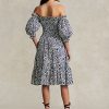 Vestido Ralph Lauren de algodón con mangas abullonadas y estampado floral para mujer Vestido Ralph Lauren de algodón con mangas abullonadas y estampado floral para mujer