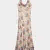 Vestido Ralph Lauren de gasa de seda arrugada con estampado floral multicolor/marrón para mujer Vestido Ralph Lauren de gasa de seda arrugada con estampado floral multicolor/marrón para mujer