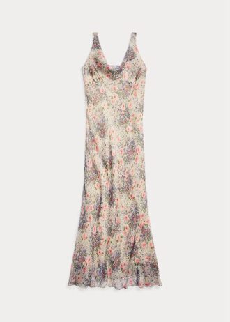 Vestido Ralph Lauren de gasa de seda arrugada con estampado floral multicolor/marrón para mujer Vestido Ralph Lauren de gasa de seda arrugada con estampado floral multicolor/marrón para mujer