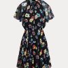 Vestido Ralph Lauren de georgette arrugado con estampado floral multicolor para mujer Vestido Ralph Lauren de georgette arrugado con estampado floral multicolor para mujer