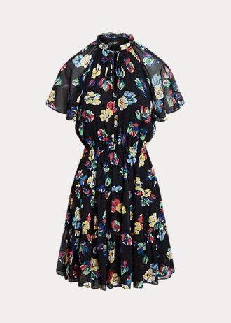 Vestido Ralph Lauren de georgette arrugado con estampado floral multicolor para mujer Vestido Ralph Lauren de georgette arrugado con estampado floral multicolor para mujer