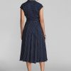 Vestido Ralph Lauren de georgette de seda con lunares en azul marino/crema para mujer