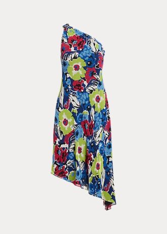 Vestido Ralph Lauren de georgette floral multicolor con un solo hombro para mujer Vestido Ralph Lauren de georgette floral multicolor con un solo hombro para mujer