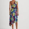Vestido Ralph Lauren de georgette floral multicolor con un solo hombro para mujer Vestido Ralph Lauren de georgette floral multicolor con un solo hombro para mujer