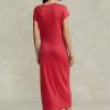 Vestido Ralph Lauren de jersey de lino con detalle anudado para mujer en color rojo Vestido Ralph Lauren de jersey de lino con detalle anudado para mujer en color rojo