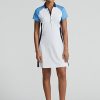 Vestido Ralph Lauren de jersey elástico con bloques de color blanco y azul para mujer Vestido Ralph Lauren de jersey elástico con bloques de color blanco y azul para mujer