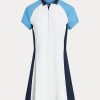 Vestido Ralph Lauren de jersey elástico con bloques de color blanco y azul para mujer Vestido Ralph Lauren de jersey elástico con bloques de color blanco y azul para mujer