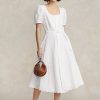 Vestido Ralph Lauren de lino blanco con bordado de ojales para mujer Vestido Ralph Lauren de lino blanco con bordado de ojales para mujer