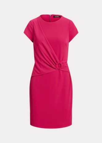 Vestido Ralph Lauren de manga corta en jersey elástico rosa para mujer Vestido Ralph Lauren de manga corta en jersey elástico rosa para mujer