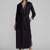Vestido Ralph Lauren de mezcla de lana con cinturón para mujer, color azul marino