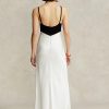 Vestido Ralph Lauren sin mangas de satén en contraste blanco y negro para mujer