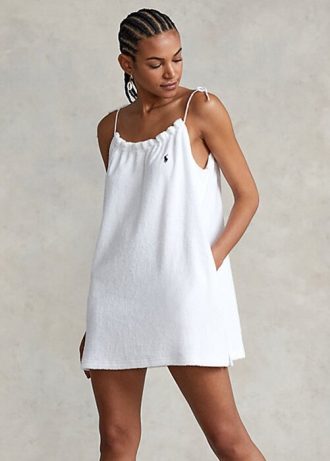 Vestido Ralph Lauren Terry con hombros descubiertos para mujer, color blanco Vestido Ralph Lauren Terry con hombros descubiertos para mujer, color blanco
