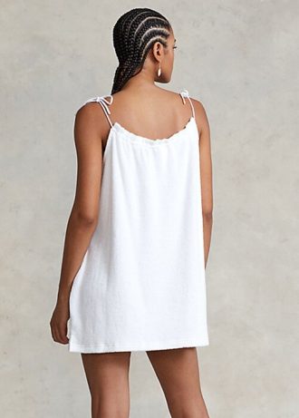 Vestido Ralph Lauren Terry con hombros descubiertos para mujer, color blanco Vestido Ralph Lauren Terry con hombros descubiertos para mujer, color blanco