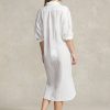 Vestido Ralph Lauren translúcido de algodón y lino para mujer, color blanco Vestido Ralph Lauren translúcido de algodón y lino para mujer, color blanco