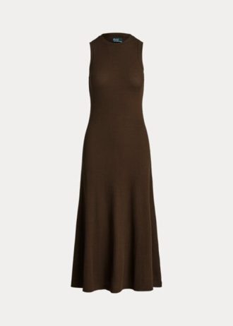 Vestido sin mangas de punto gofre elástico Ralph Lauren para mujer en color chocolate Vestido sin mangas de punto gofre elástico Ralph Lauren para mujer en color chocolate