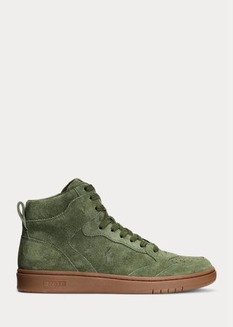Zapatillas altas de ante Ralph Lauren Court para hombre en color verde Zapatillas altas de ante Ralph Lauren Court para hombre en color verde