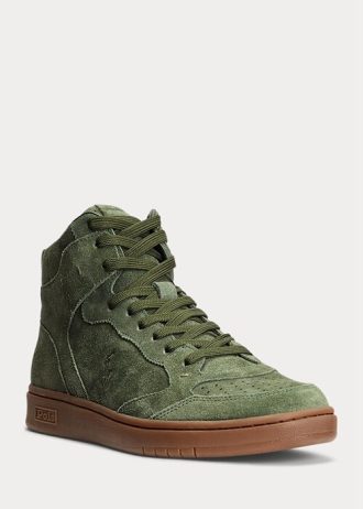 Zapatillas altas de ante Ralph Lauren Court para hombre en color verde Zapatillas altas de ante Ralph Lauren Court para hombre en color verde