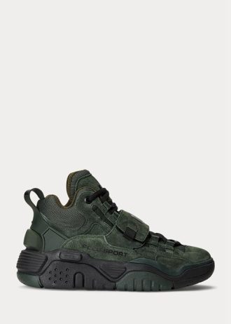 Zapatillas altas de ante Ralph Lauren PS100 para hombre, color verde Zapatillas altas de ante Ralph Lauren PS100 para hombre, color verde