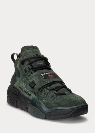 Zapatillas altas de ante Ralph Lauren PS100 para hombre, color verde Zapatillas altas de ante Ralph Lauren PS100 para hombre, color verde