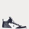 Zapatillas altas de cuero Ralph Lauren Court para hombre, color azul marino y blanco Zapatillas altas de cuero Ralph Lauren Court para hombre, color azul marino y blanco