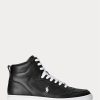 Zapatillas altas de cuero Ralph Lauren Court para hombre, color negro y blanco Zapatillas altas de cuero Ralph Lauren Court para hombre, color negro y blanco