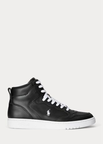 Zapatillas altas de cuero Ralph Lauren Court para hombre, color negro y blanco Zapatillas altas de cuero Ralph Lauren Court para hombre, color negro y blanco