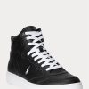 Zapatillas altas de cuero Ralph Lauren Court para hombre, color negro y blanco Zapatillas altas de cuero Ralph Lauren Court para hombre, color negro y blanco