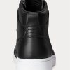 Zapatillas altas de cuero Ralph Lauren Court para hombre, color negro y blanco Zapatillas altas de cuero Ralph Lauren Court para hombre, color negro y blanco